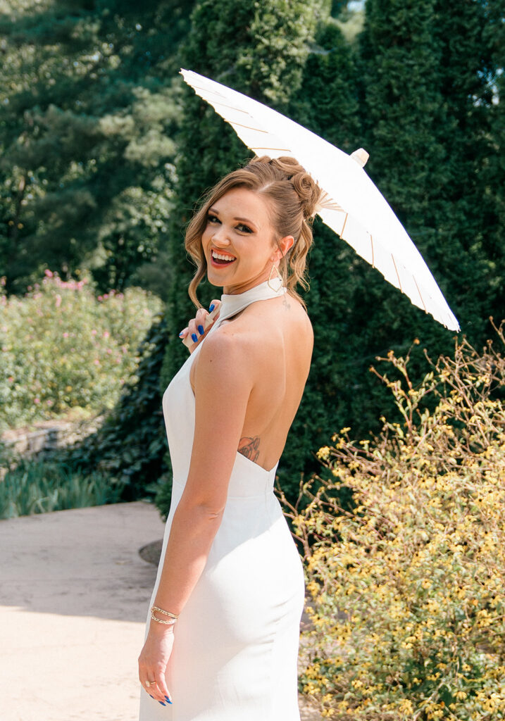 bride with umbrella inspo